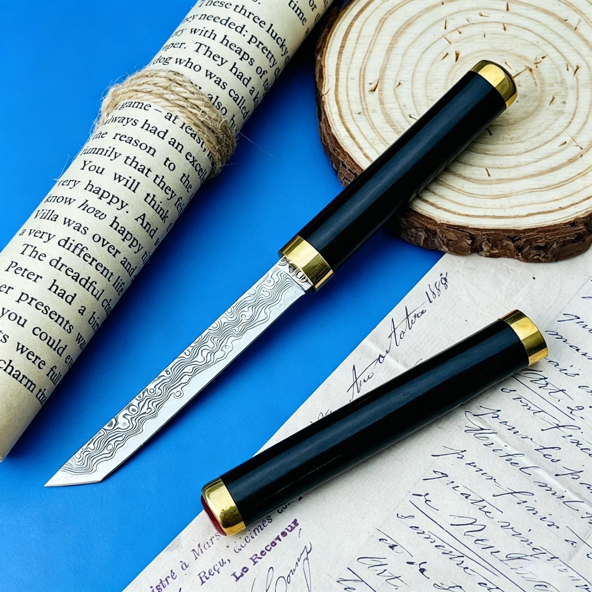 Edc Every Day Carry おもちゃ - Everyday Carry Fixed-Blade Knife, Damascus Steel