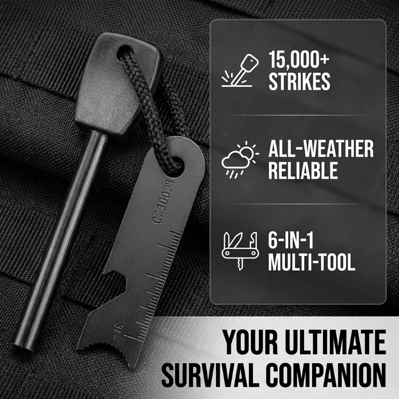 Multi-Function Wooden Handle M - Ferro Rod Striker reseña y precio