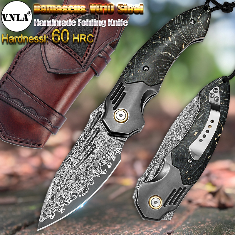 VNLA Handmade Damascus Steel P - Edc Carry Pocket Knife reseña y precio