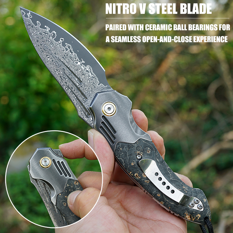 VNLA Handmade Damascus Steel P - Edc Carry Pocket Knife reseña y precio