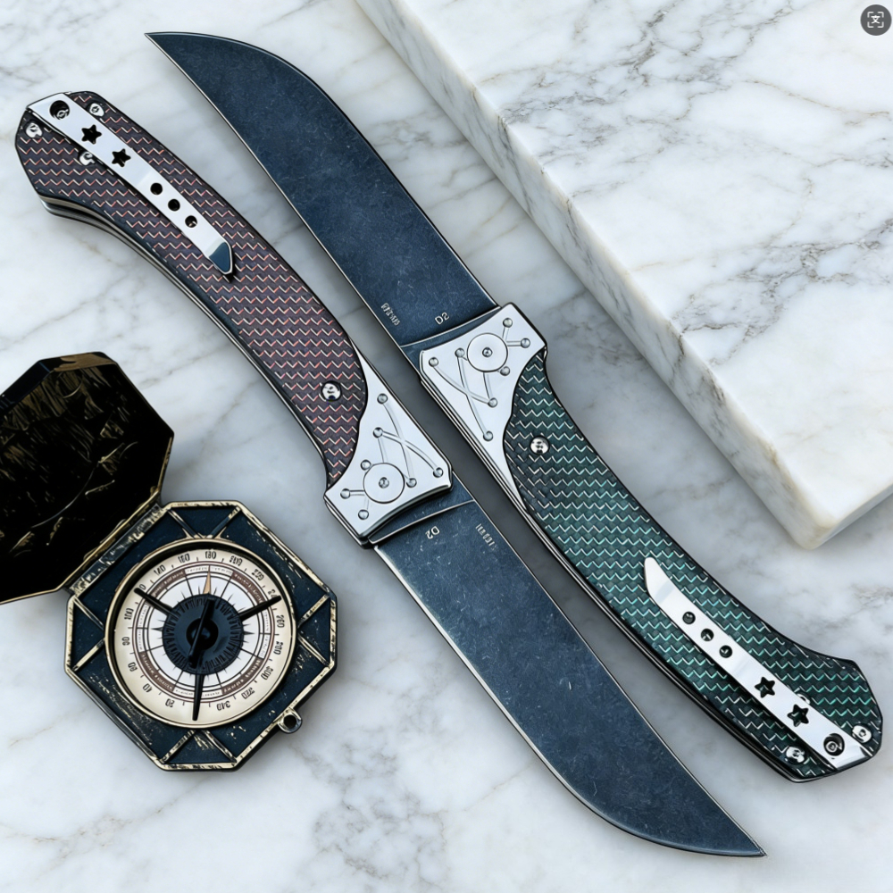 D2 Steel Folding Knife with Ca - Edc Carry Pocket Knife reseña y precio