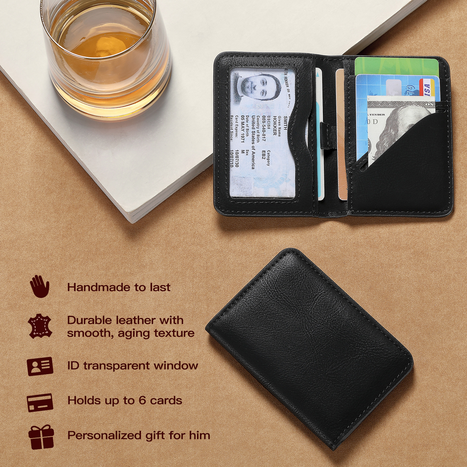Rfid Blocking Leather Front Po - Edc Carry Card reseña y precio