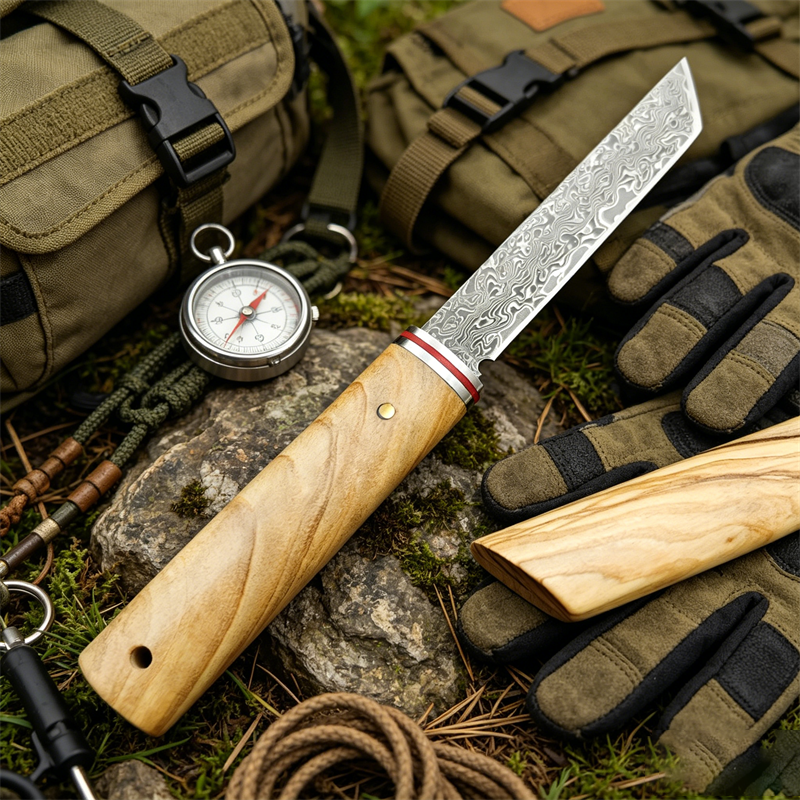 Portable Knife Damascus Blade  - Edc Pocket Carry Fixed Blade reseña y precio