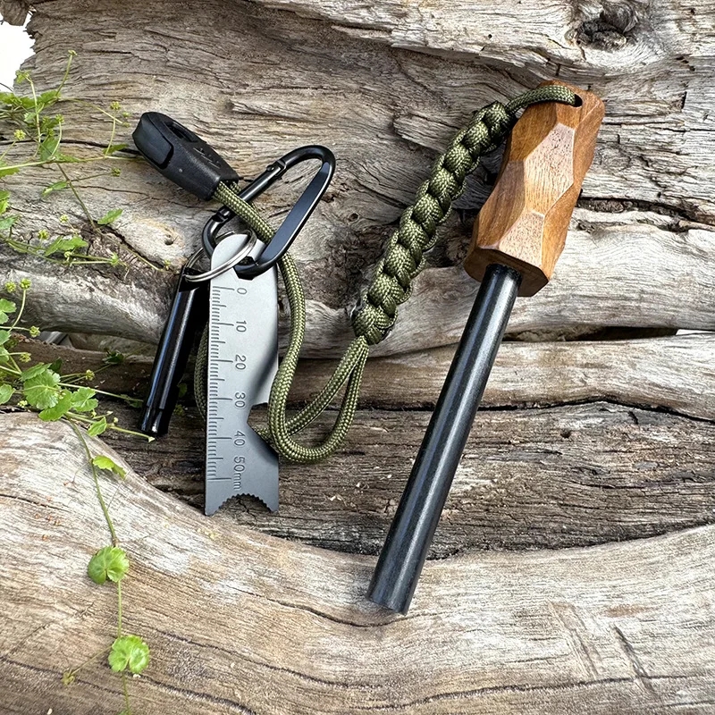 Outdoor Solid Wood Handle Fire - Ferro Rod Striker reseña y precio